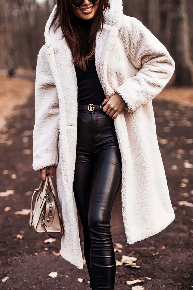 Claudine | Warm and cosy wool coat - White / S