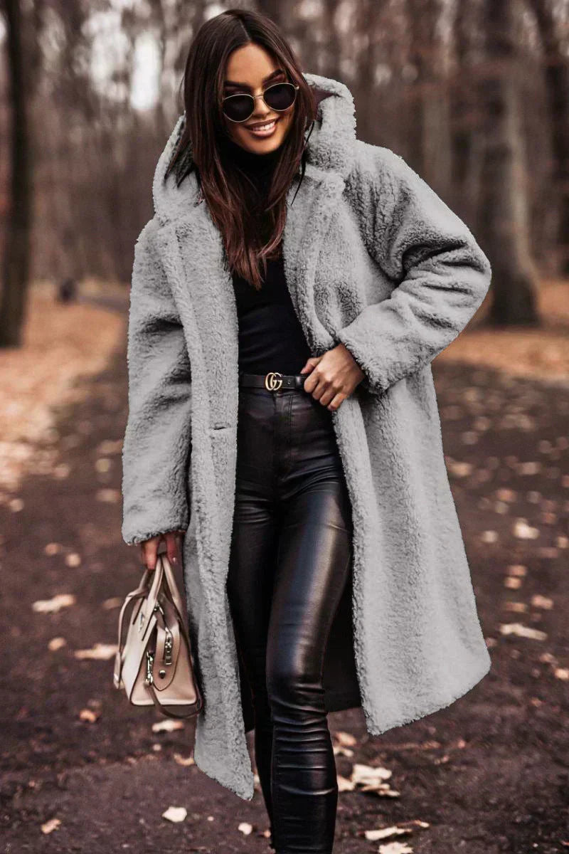 Claudine | Warm and cosy wool coat - Grey / S