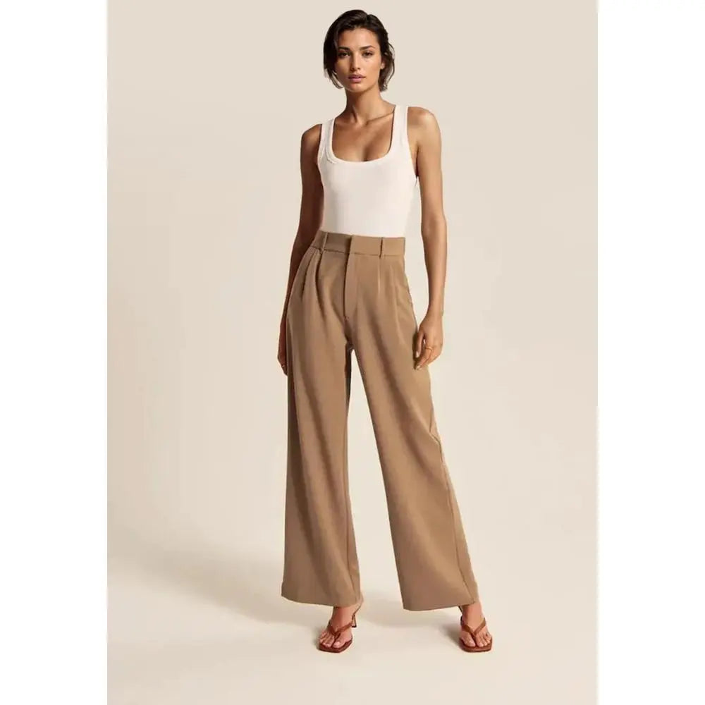 Nora | Wide ladies' trousers - Beige / S