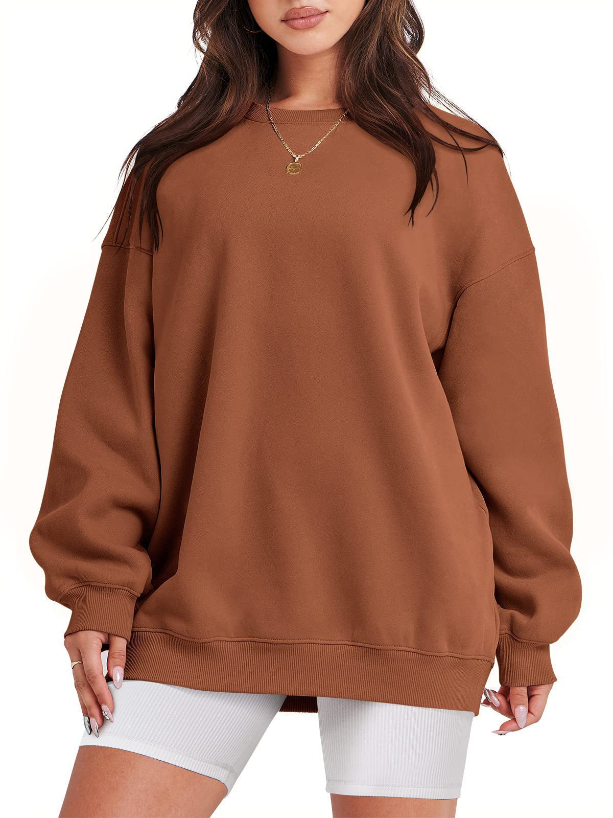 Mizari™ | Jumper with long sleeves and round neckline - Bruin / S