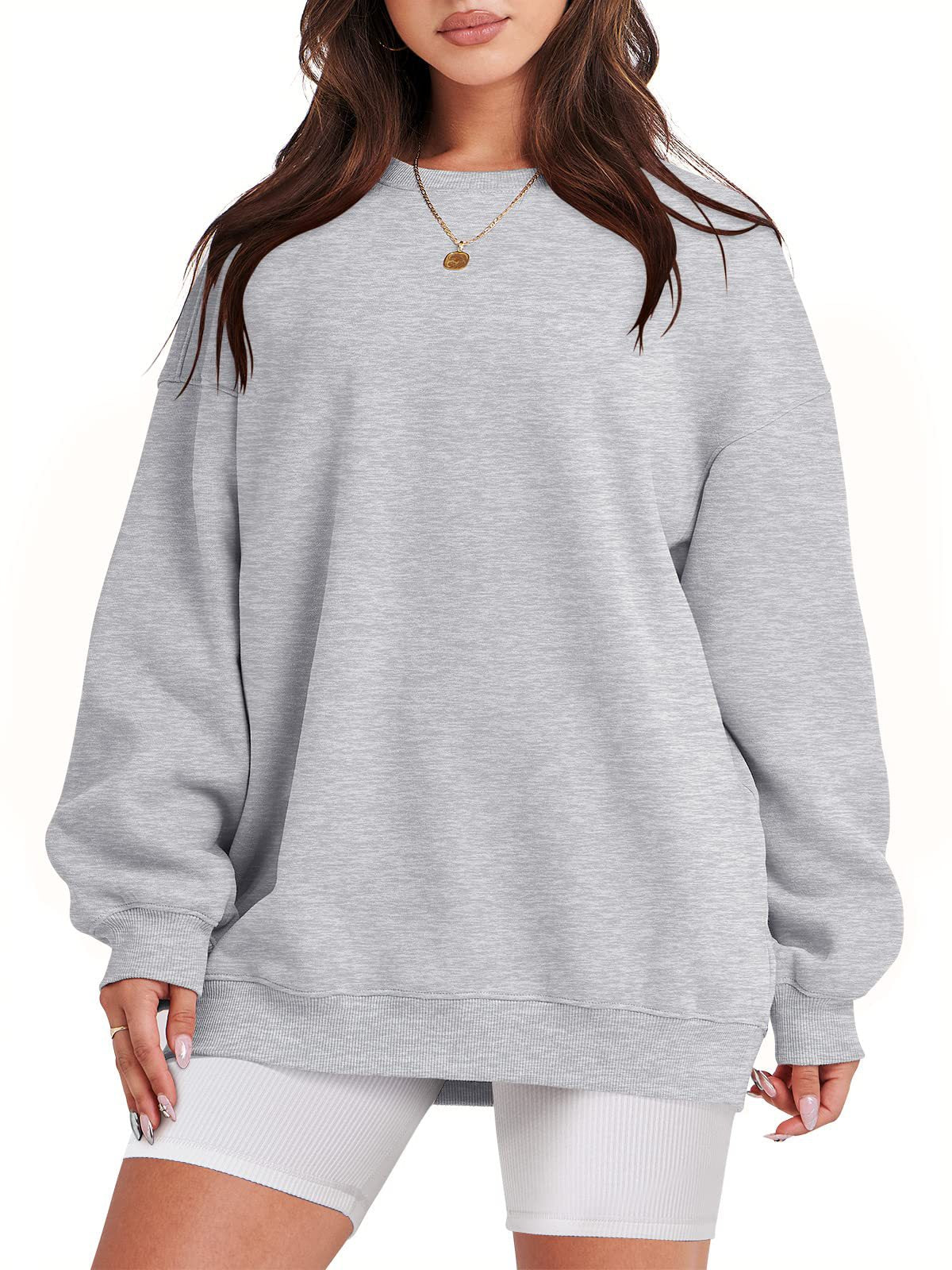 Mizari™ | Jumper with long sleeves and round neckline - Light grey / S