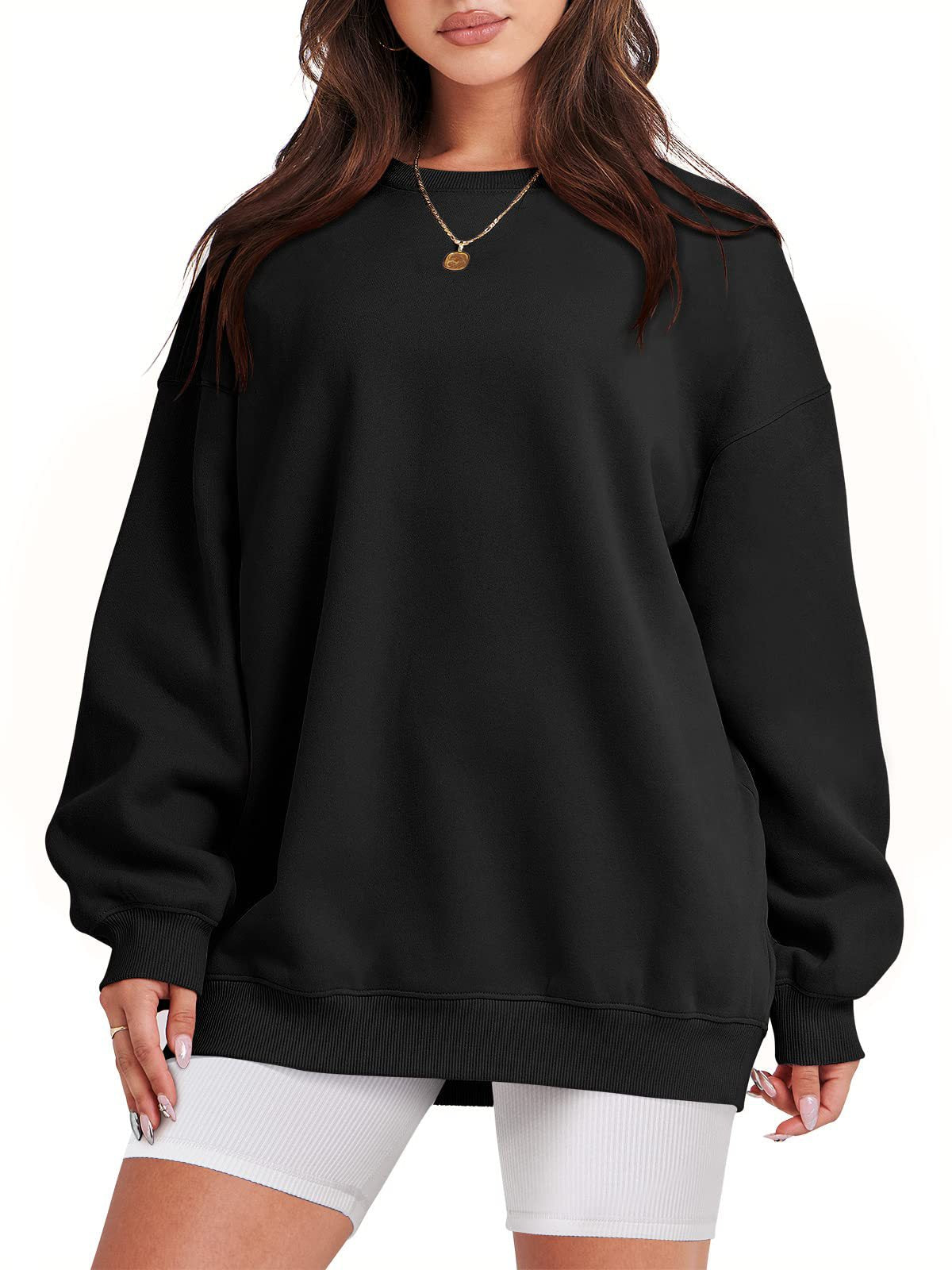 Mizari™ | Jumper with long sleeves and round neckline - Black / S