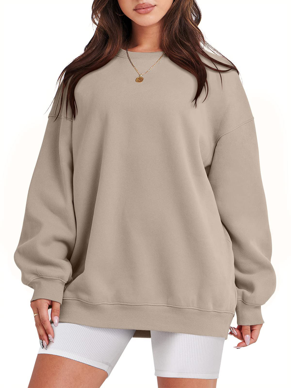 Mizari™ | Jumper with long sleeves and round neckline - Khaki / S