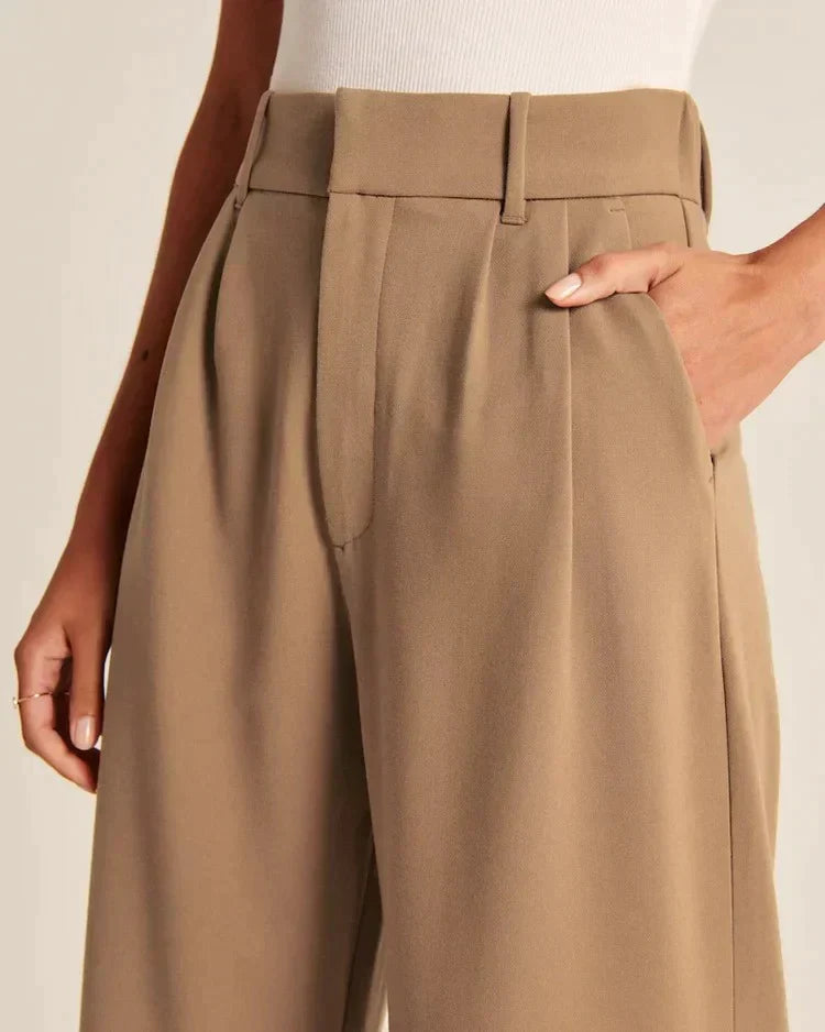 Nora | Wide ladies' trousers - Brown / S