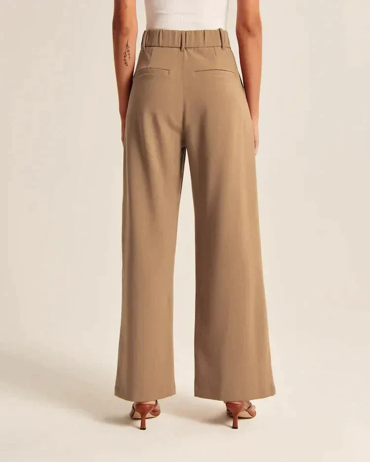 Nora | Wide ladies' trousers - Beige / S