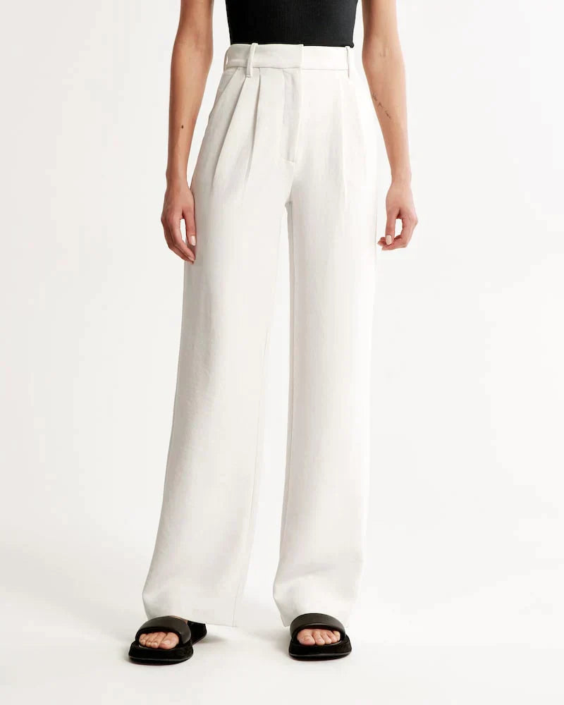 Nora | Wide ladies' trousers - Beige / S