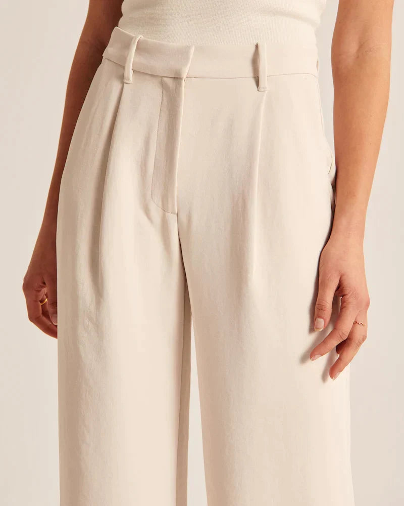 Nora | Wide ladies' trousers - Beige / S