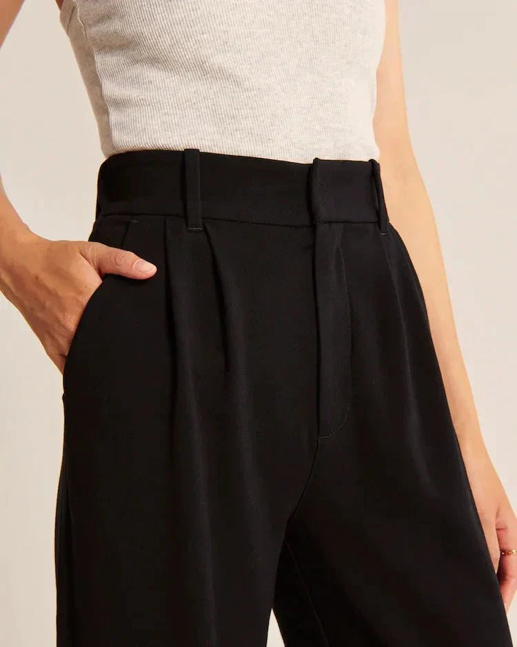 Nora | Wide ladies' trousers - Beige / S