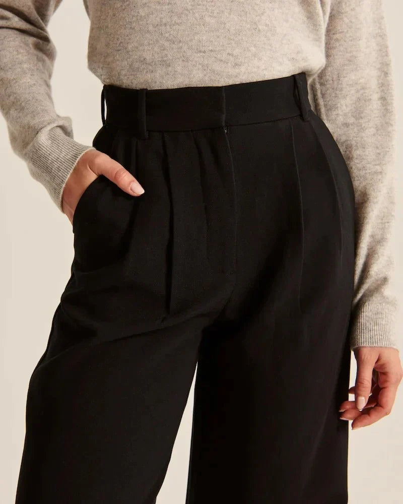 Nora | Wide ladies' trousers - Black / S