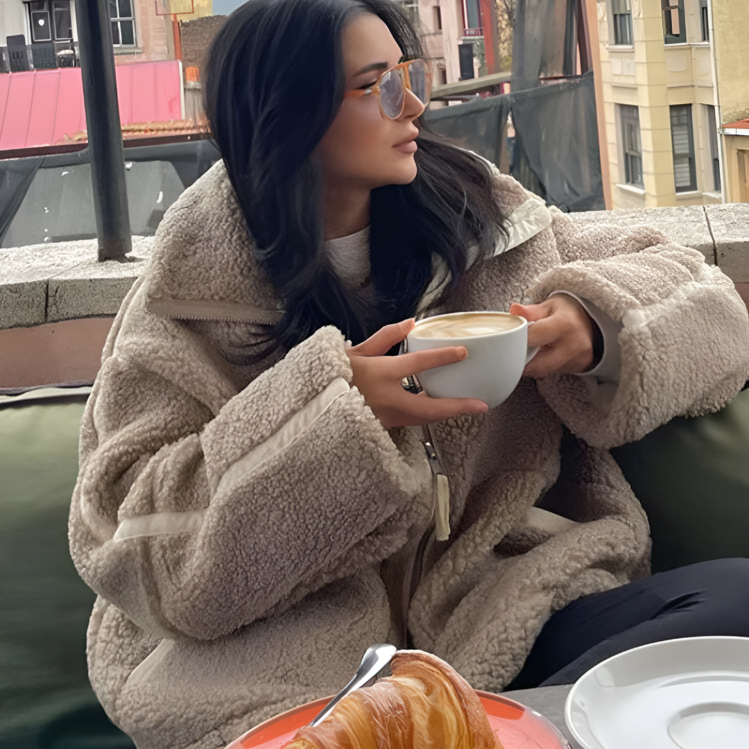 Katharina | Stylish fleece jacket - Beige / S