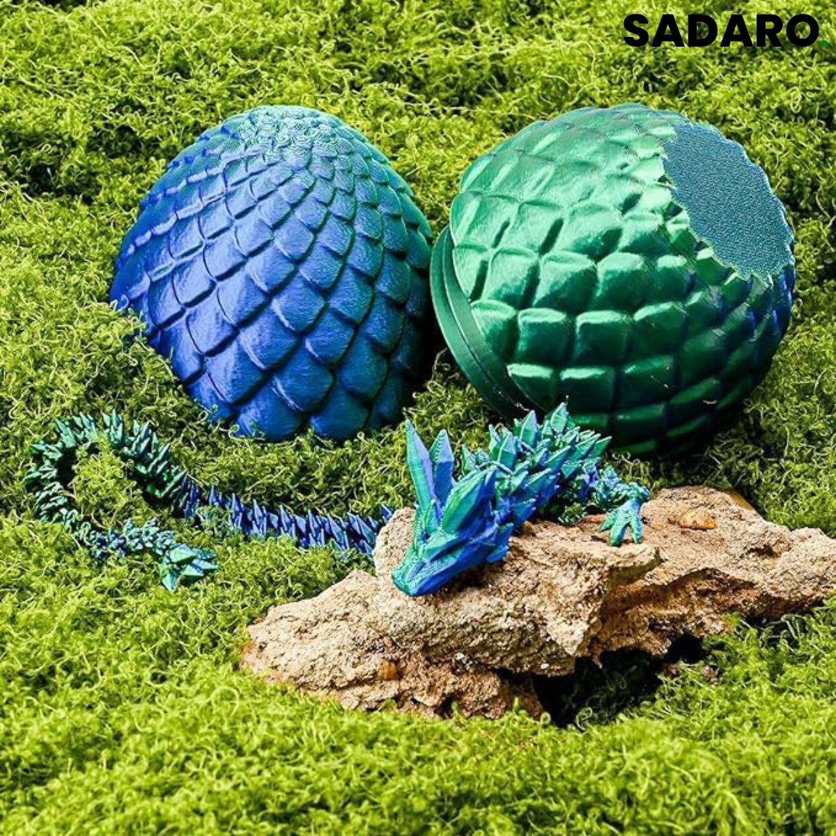 ZauberDrachen™ | Bring fantasies to life! | 1+1 FOR FREE TODAY! - 9 cm egg / 22 cm dragon / Laser green