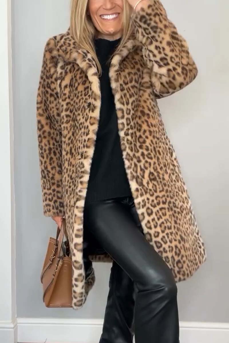 Thyra™ | Warm winter coat with leopard print - Beige / S