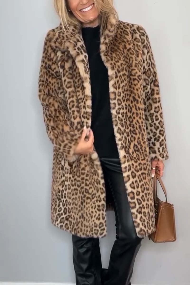 Thyra™ | Warm winter coat with leopard print - Beige / S