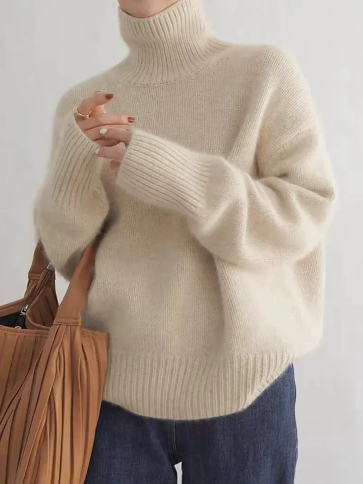 Vivien | Classic turtleneck jumper - Sweater - Beige / S