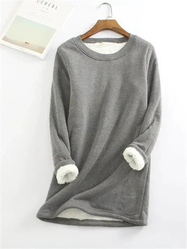 Tina - Comfortable fleece jumper - Sweater - Grey / S