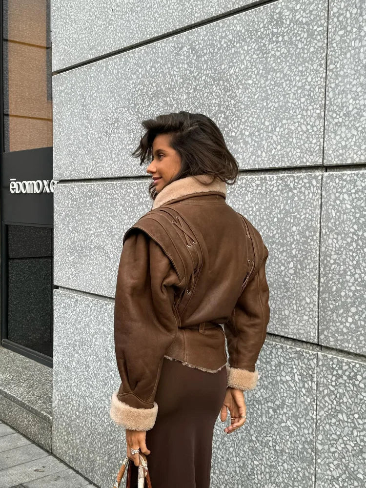 Alina | Fashionable autumn jacket - Dark brown / S