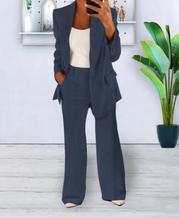 Luna™ | Chic blazer set - Set - Navy blue / S