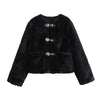 Osoria™ | Autumn-winter fleece jacket with O-collar - Black / S