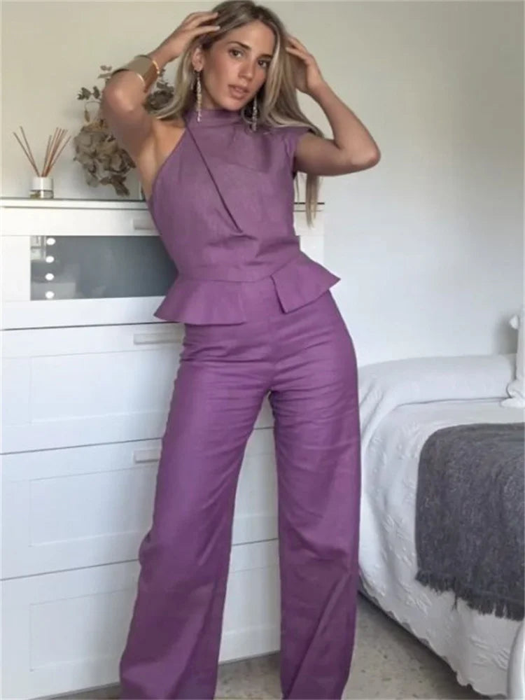 Amber™ | Women's Jumpsuit with Solid Halter Waist