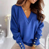 Vayne™ - Elegant jumper with V-neckline - Blue / S