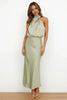 Rochelle | Feminine Satin Dress with Halter Neckline