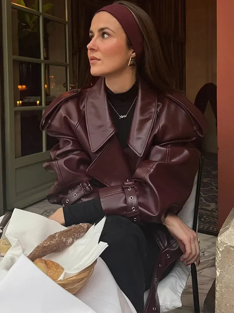 Janina - Stylish leather jacket for women - S