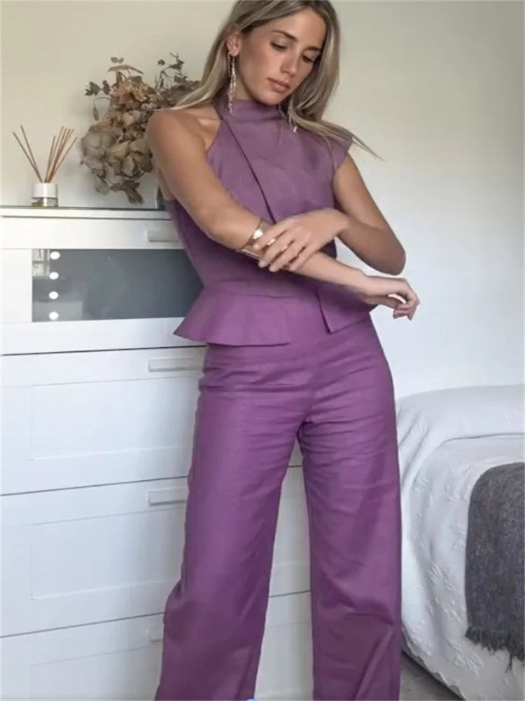 Amber™ | Women's Jumpsuit with Solid Halter Waist