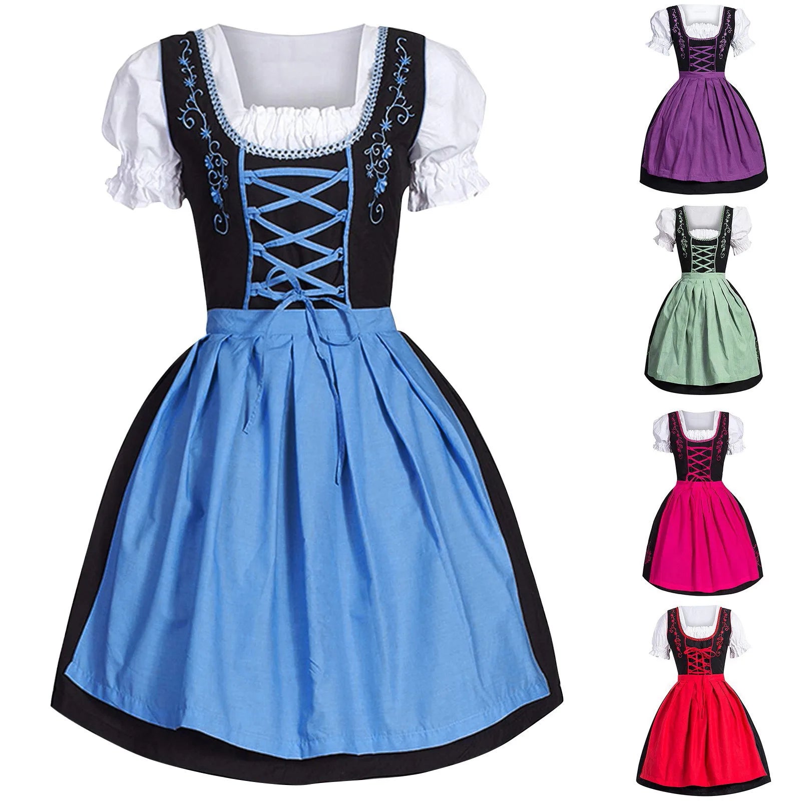 Pink | Oktoberfest beer girl dress - Blue / M