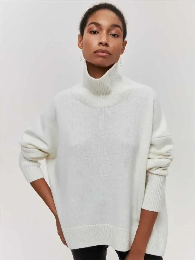 Seraphina™ | Stylish turtleneck jumper for women - klänning - White / S