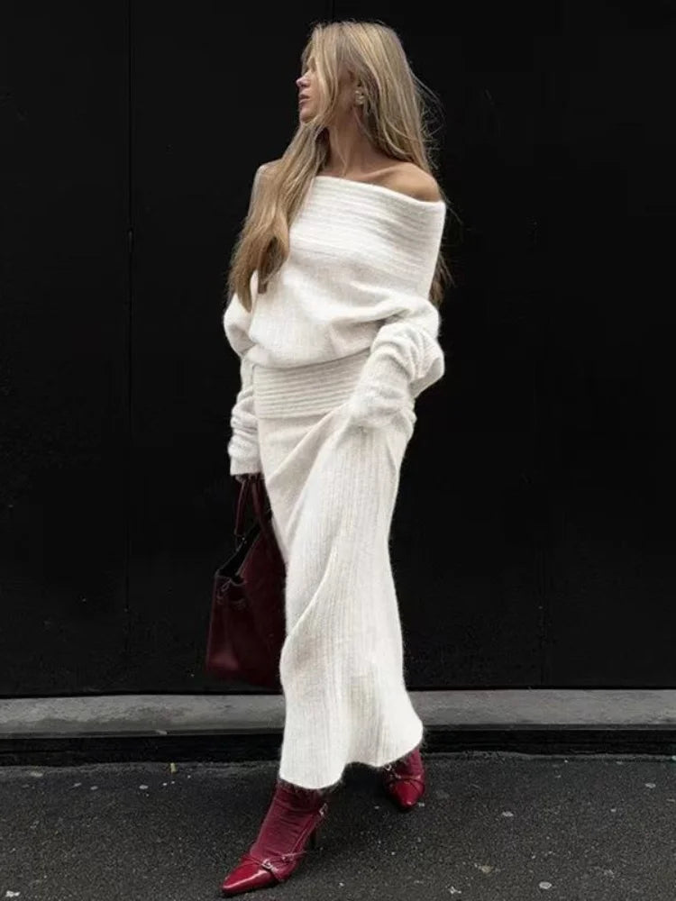 Fiona™ | Knitted two-piece set - White / XS
