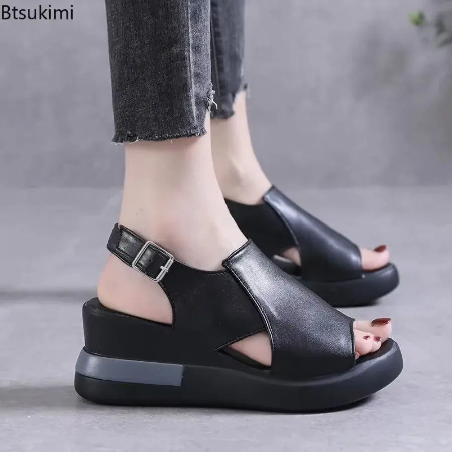 Siera™ | Wedge Sandals with Buckle Straps for Women
