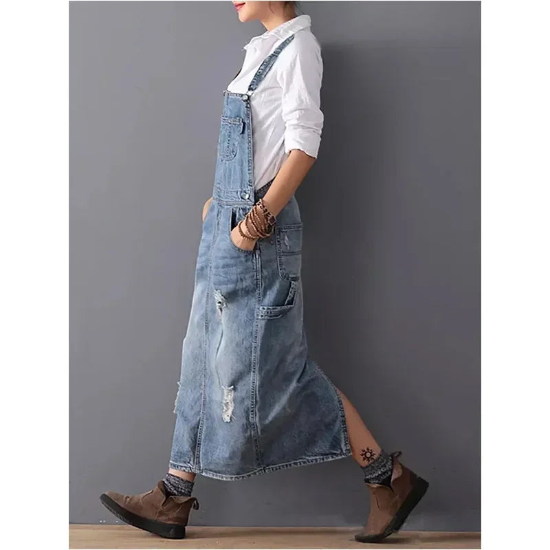 Olga | Casual denim strap dress