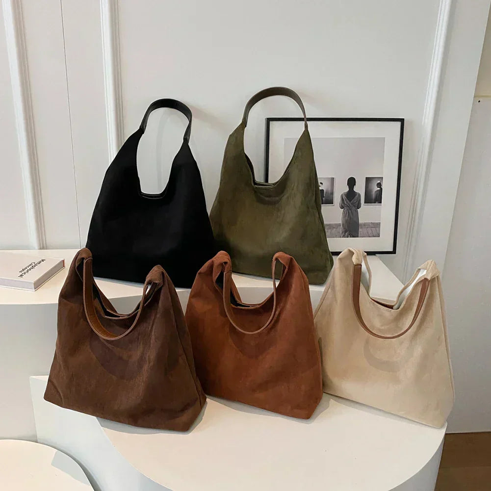 Nala™ - Timeless suede shoulder bag - chestnut brown
