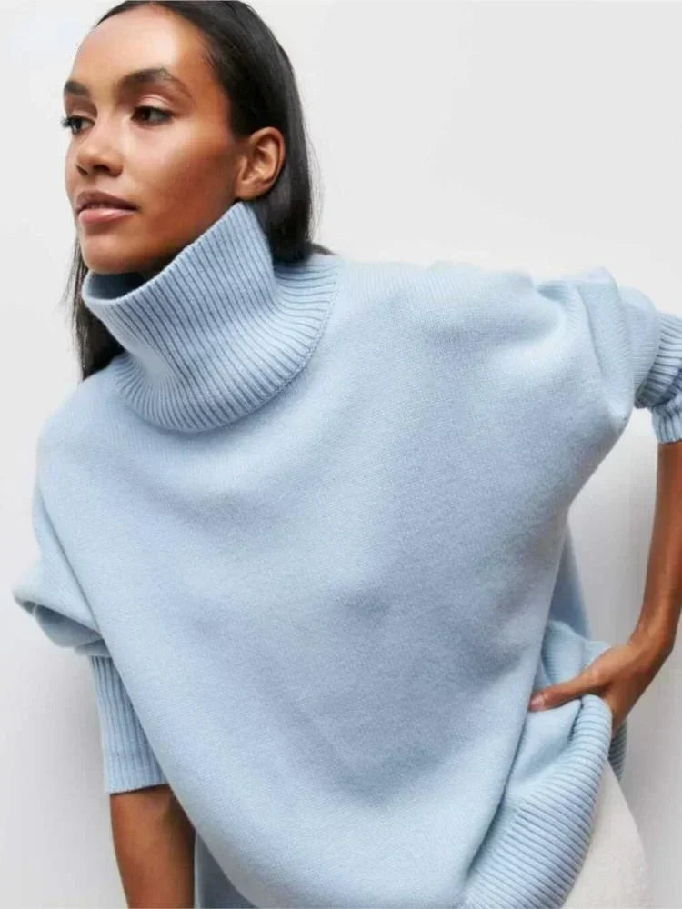 Seraphina™ | Stylish turtleneck jumper for women - klänning - Blue / S