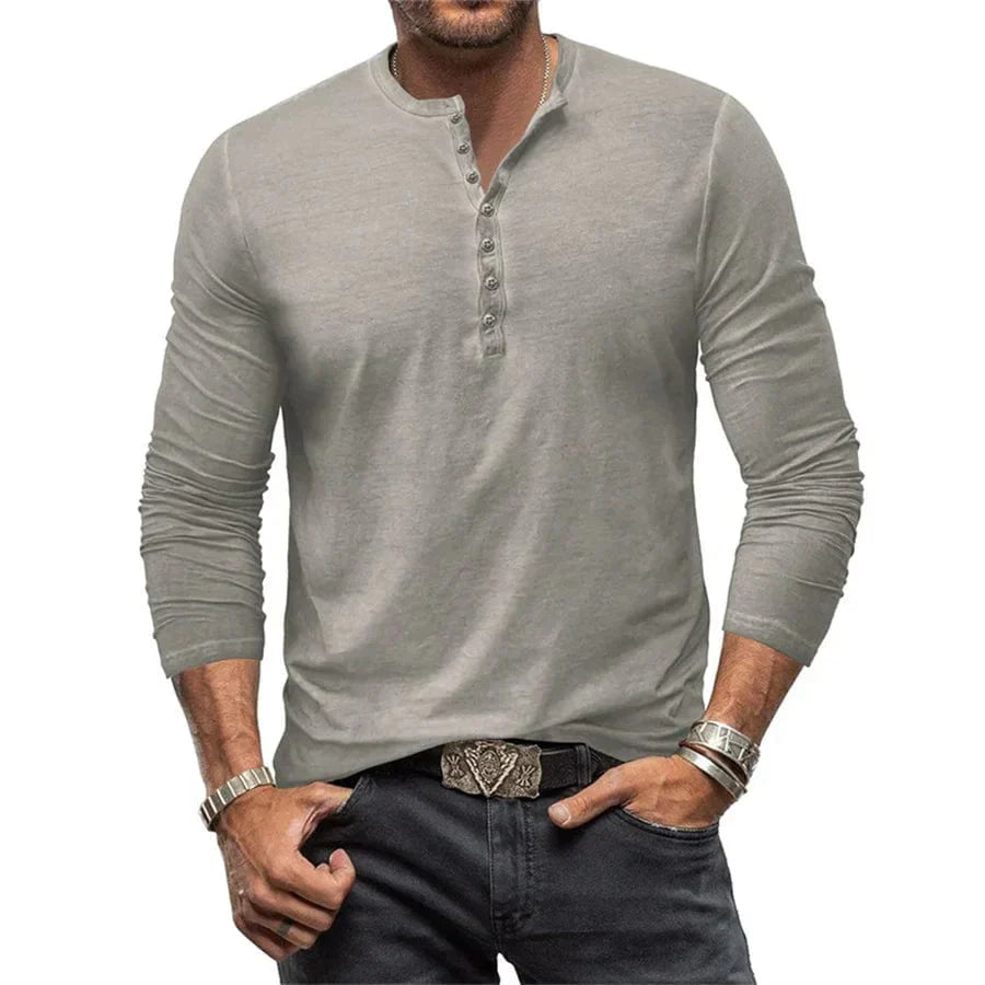 Scott - Button placket long sleeve - Taupe / S