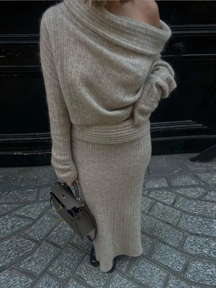 Fiona™ | Knitted two-piece set - Grey / XS
