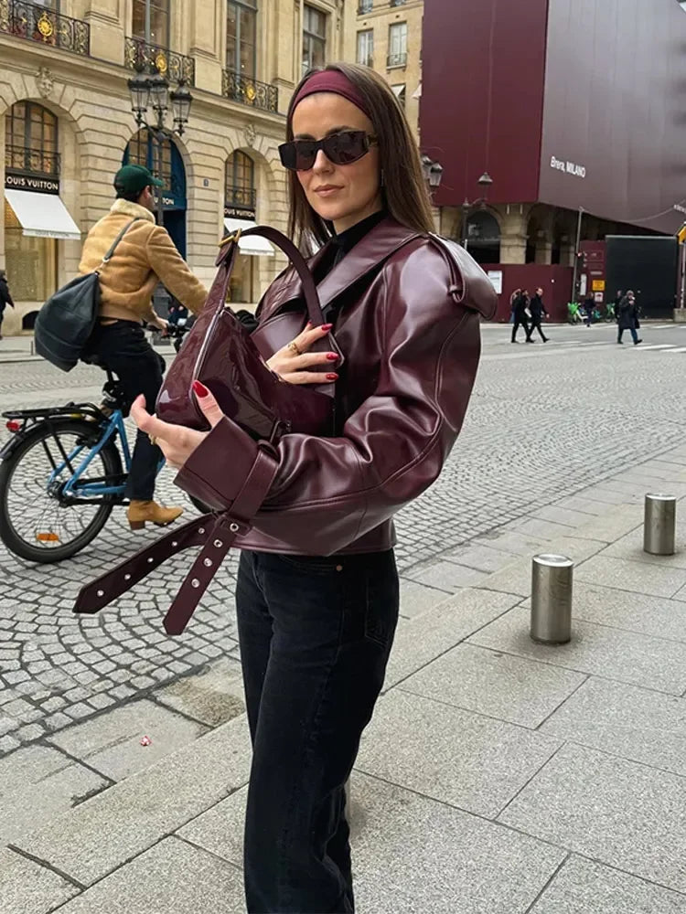 Janina - Stylish leather jacket for women - S