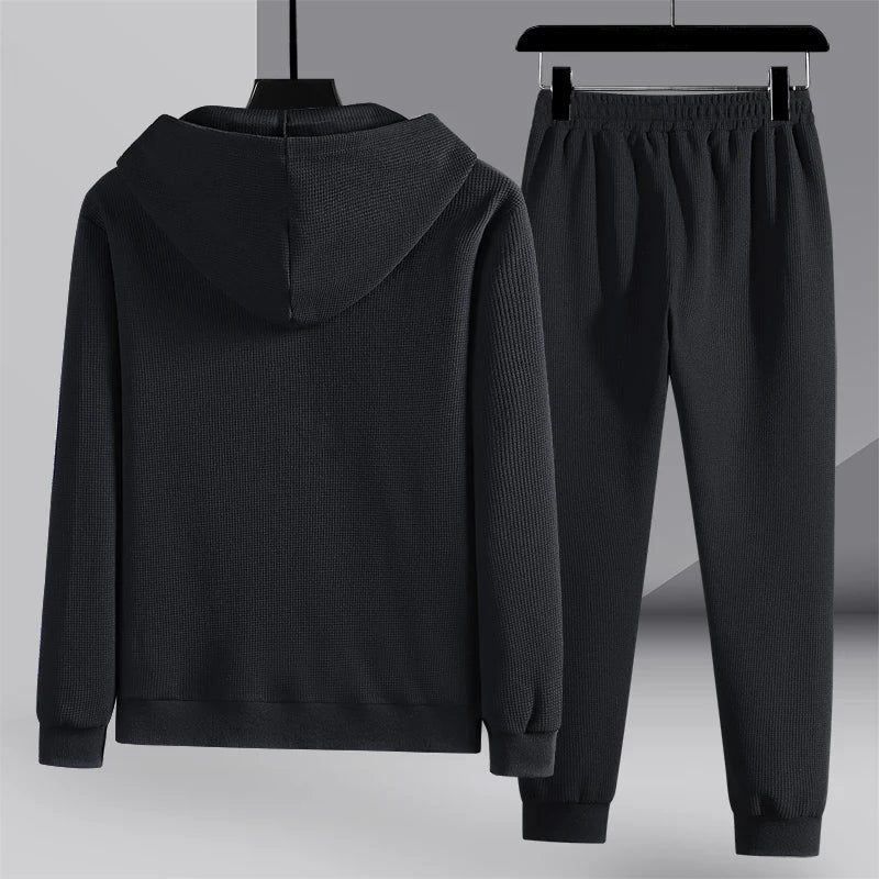 Itoshi™ - Cosy waffle knit lounge set for men - steel / M