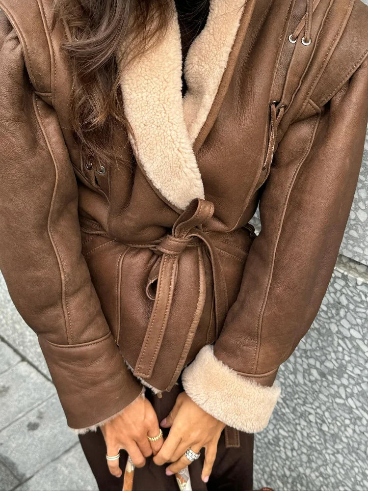 Alina | Fashionable autumn jacket - Dark brown / S