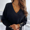 Vayne™ - Elegant jumper with V-neckline - Black / S