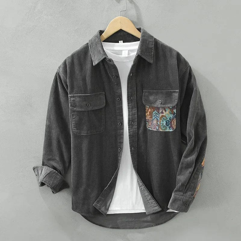 Oskar™ - Modern patchwork shirt - Grey / M