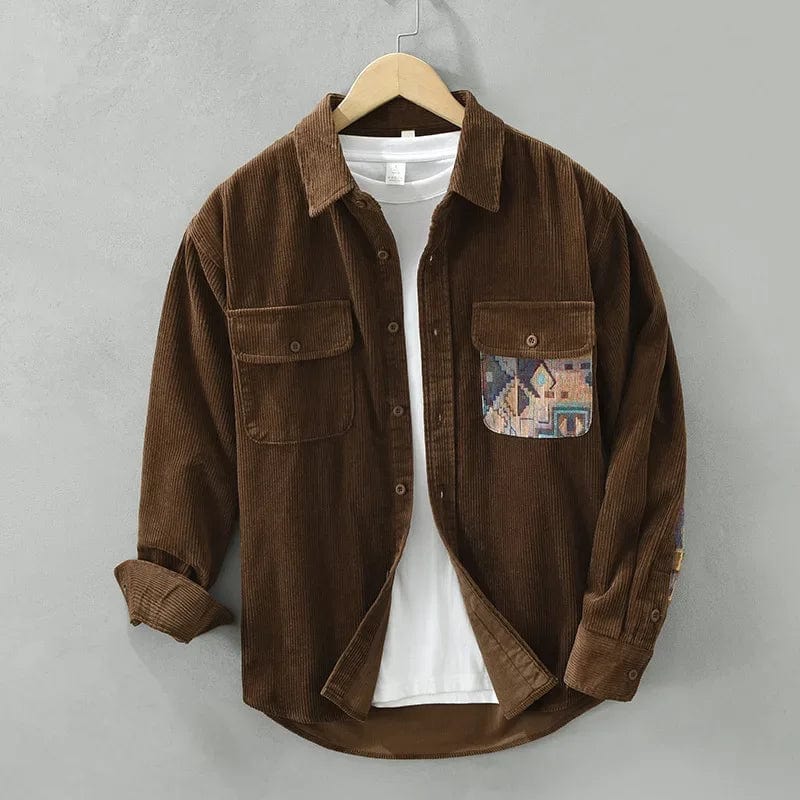 Oskar™ - Modern patchwork shirt - Brown / M