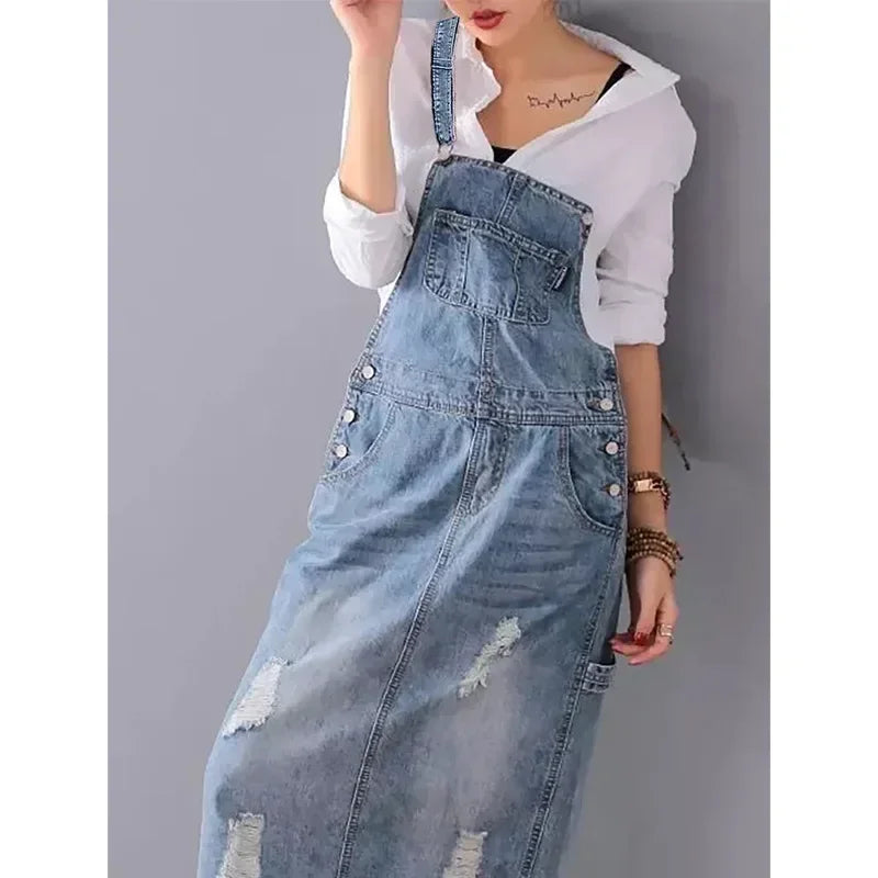 Olga | Casual denim strap dress