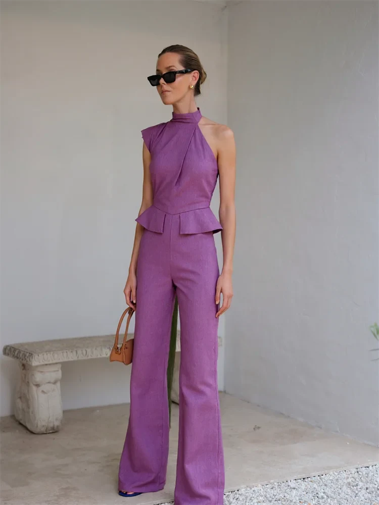 Amber™ | Women's Jumpsuit with Solid Halter Waist
