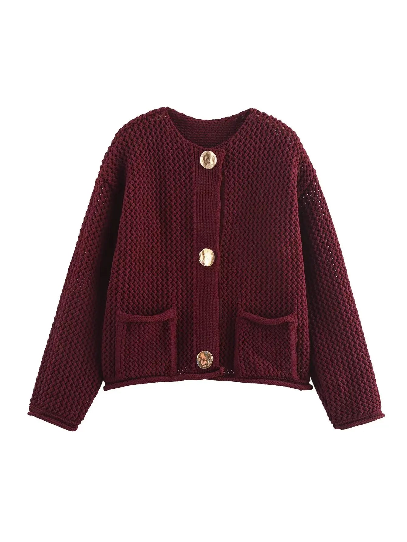 Mira™ - Fashionable cardigan - Wine red / S
