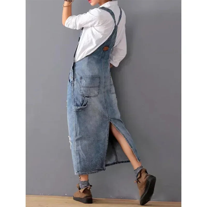 Olga | Casual denim strap dress