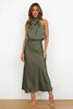 Rochelle | Feminine Satin Dress with Halter Neckline