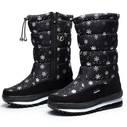 Stefi™ | Non-slip and waterproof faux fur snow boots - Black - Snow / 36