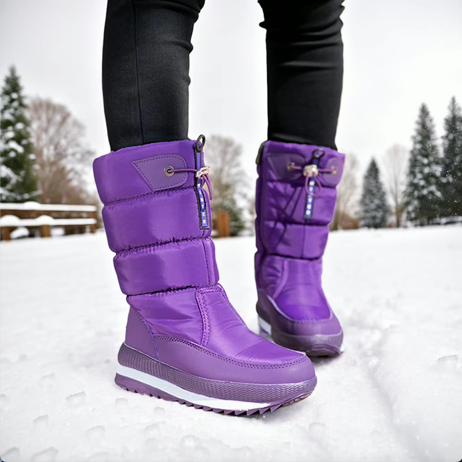 Stefi™ | Non-slip and waterproof faux fur snow boots - Purple / 36