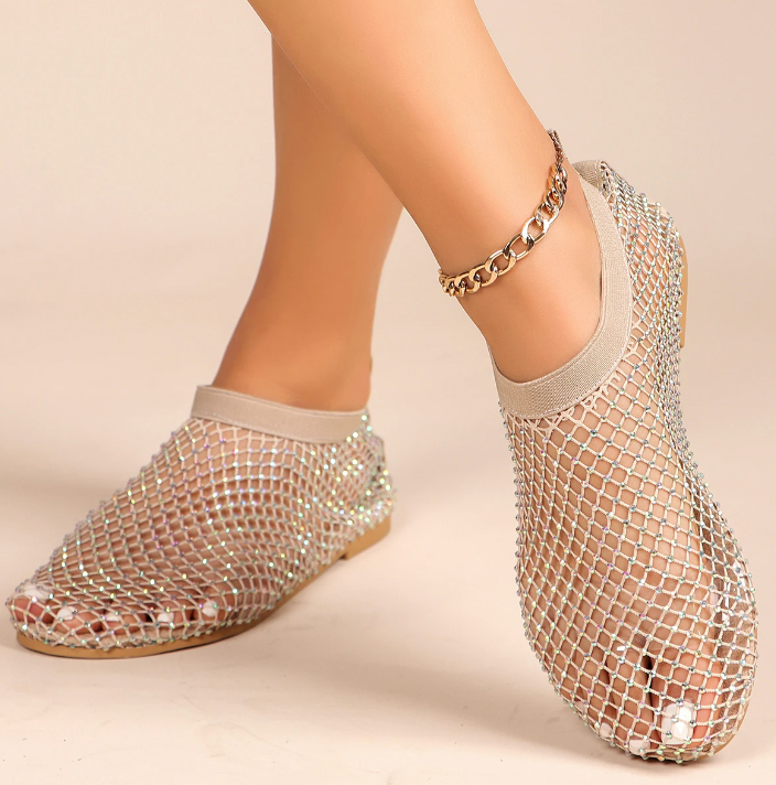 Ava™ | Shiny fashion ballerinas - Schoenen - Nude / 35